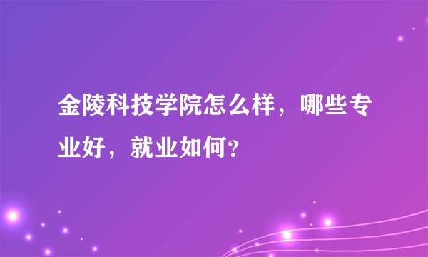 金陵科技学院怎么样，哪些专业好，就业如何？