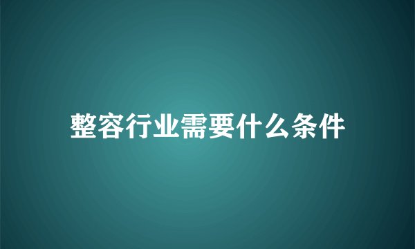 整容行业需要什么条件