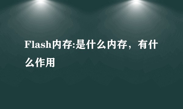 Flash内存:是什么内存，有什么作用