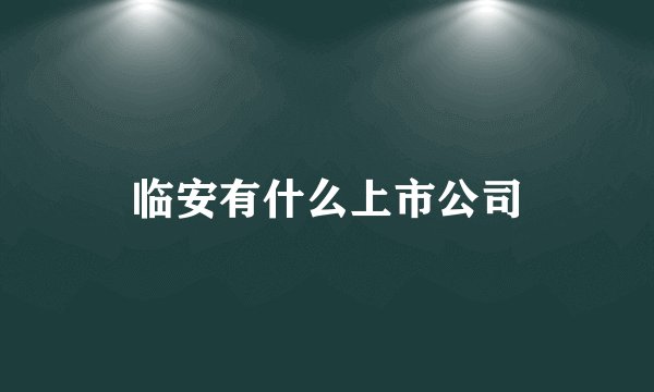 临安有什么上市公司