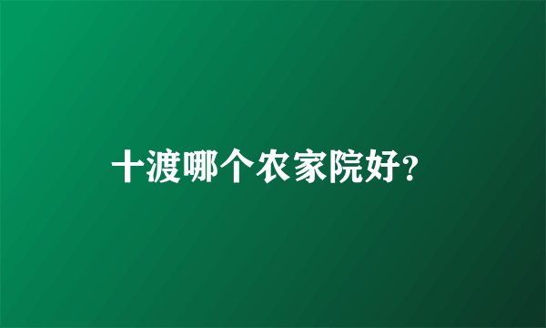 十渡哪个农家院好？