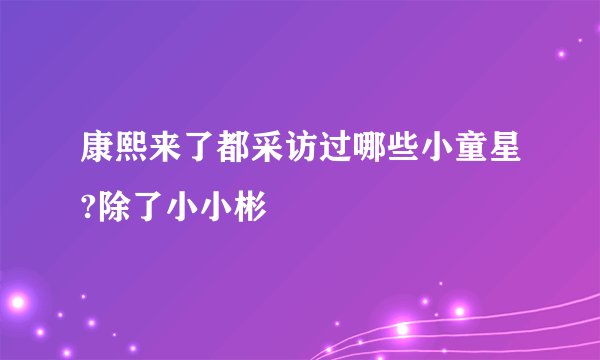 康熙来了都采访过哪些小童星?除了小小彬