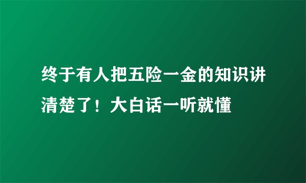 终于有人把五险一金的知识讲清楚了！大白话一听就懂