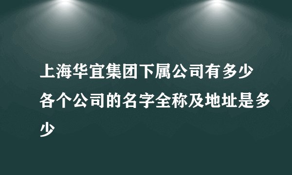 上海华宜集团下属公司有多少各个公司的名字全称及地址是多少