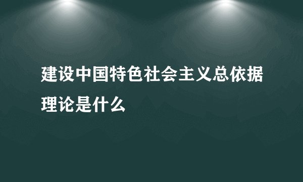 建设中国特色社会主义总依据理论是什么