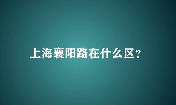 上海襄阳路在什么区？