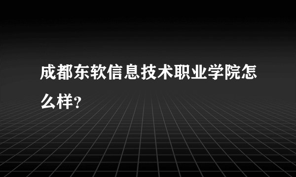 成都东软信息技术职业学院怎么样？