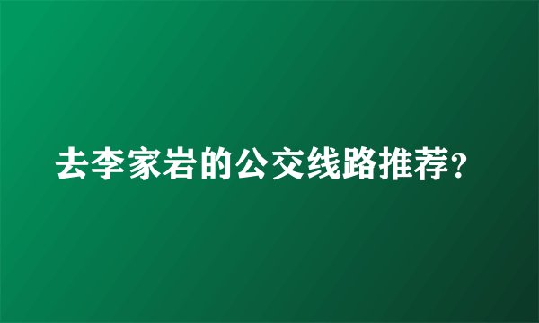 去李家岩的公交线路推荐？