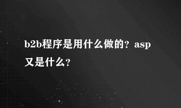 b2b程序是用什么做的？asp又是什么？
