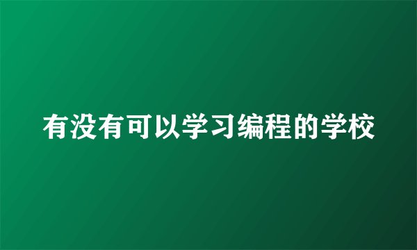 有没有可以学习编程的学校