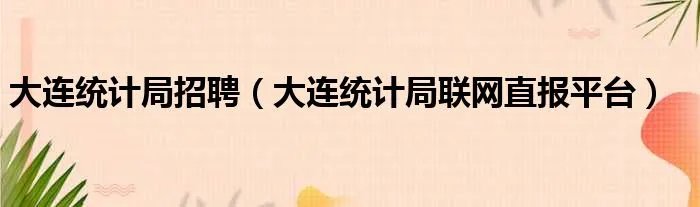 大连统计局招聘（大连统计局联网直报平台）