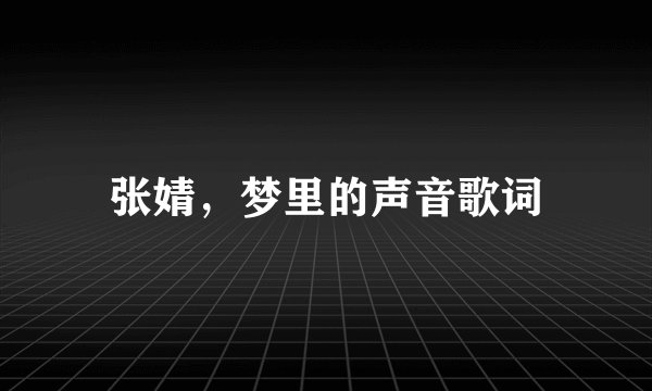 张婧，梦里的声音歌词
