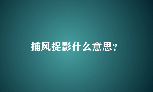 捕风捉影什么意思？