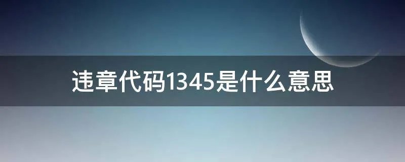 违章代码1345是什么意思