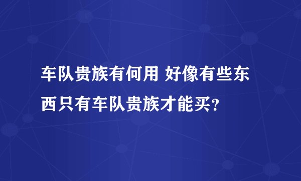 车队贵族有何用 好像有些东西只有车队贵族才能买？