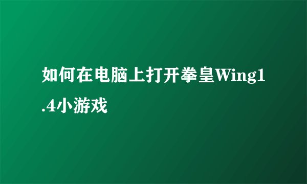 如何在电脑上打开拳皇Wing1.4小游戏