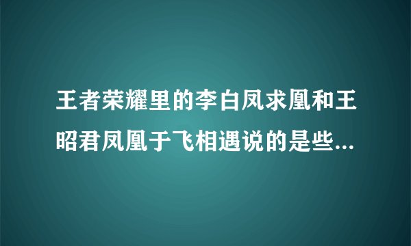 王者荣耀里的李白凤求凰和王昭君凤凰于飞相遇说的是些什么话？