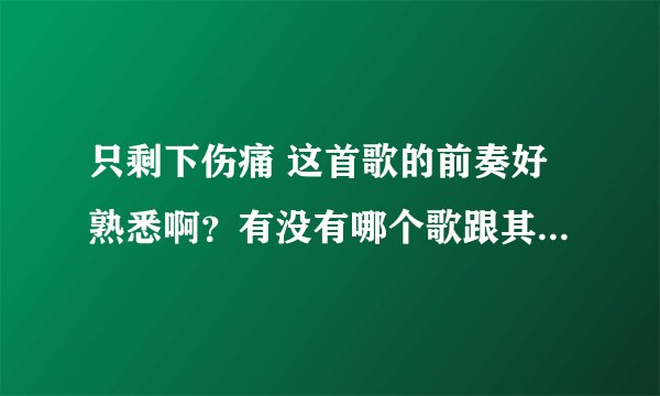 只剩下伤痛 这首歌的前奏好熟悉啊？有没有哪个歌跟其差不多的？