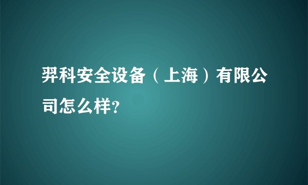 羿科安全设备（上海）有限公司怎么样？