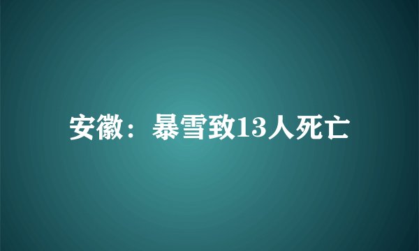 安徽：暴雪致13人死亡