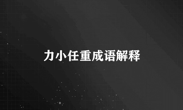 力小任重成语解释