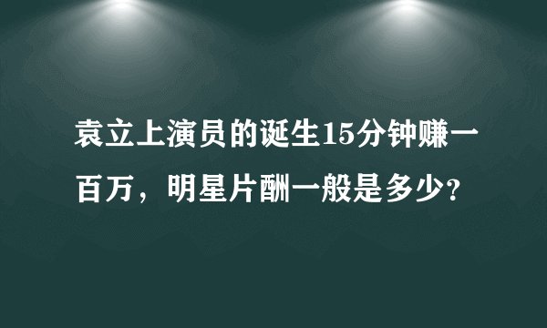 袁立上演员的诞生15分钟赚一百万，明星片酬一般是多少？