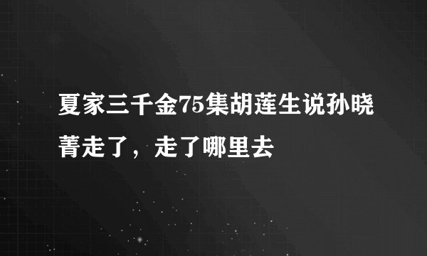 夏家三千金75集胡莲生说孙晓菁走了，走了哪里去
