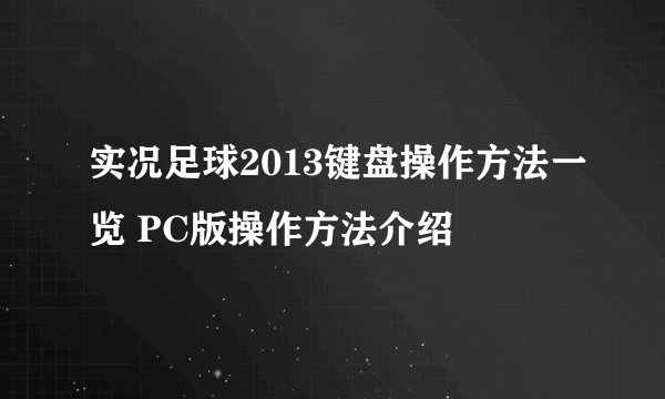 实况足球2013键盘操作方法一览 PC版操作方法介绍