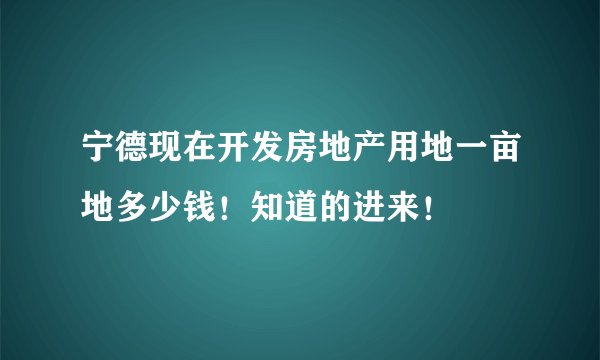 宁德现在开发房地产用地一亩地多少钱！知道的进来！
