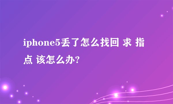 iphone5丢了怎么找回 求 指点 该怎么办?