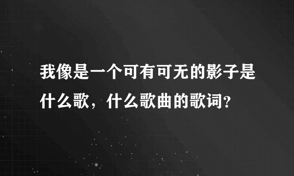 我像是一个可有可无的影子是什么歌，什么歌曲的歌词？