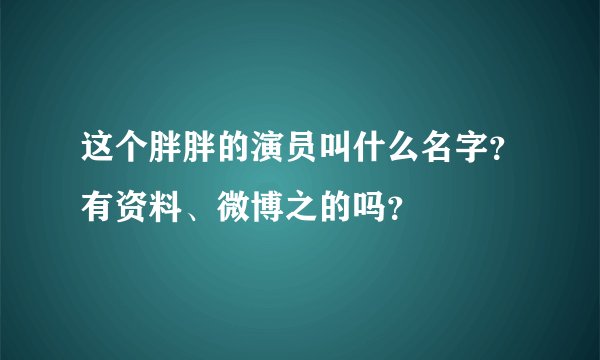 这个胖胖的演员叫什么名字？有资料、微博之的吗？