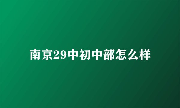 南京29中初中部怎么样