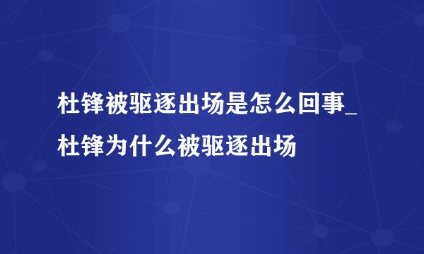 杜锋被驱逐出场是怎么回事_杜锋为什么被驱逐出场