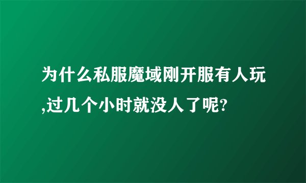 为什么私服魔域刚开服有人玩,过几个小时就没人了呢?