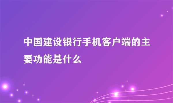 中国建设银行手机客户端的主要功能是什么