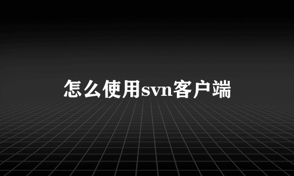 怎么使用svn客户端