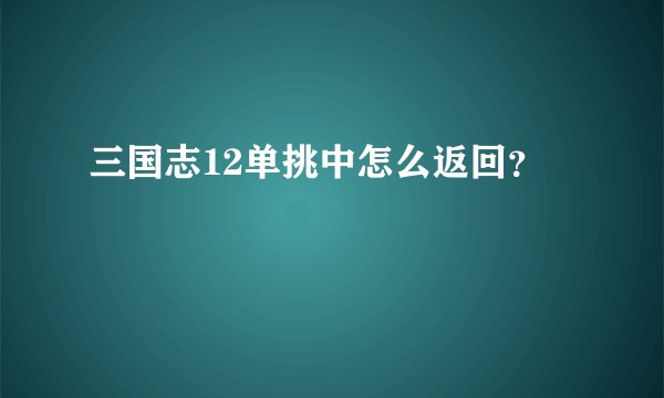 三国志12单挑中怎么返回？