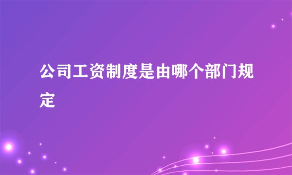 公司工资制度是由哪个部门规定