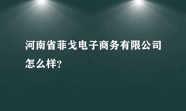 河南省菲戈电子商务有限公司怎么样？