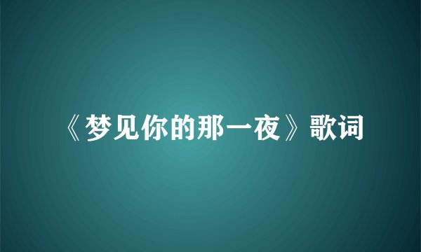《梦见你的那一夜》歌词