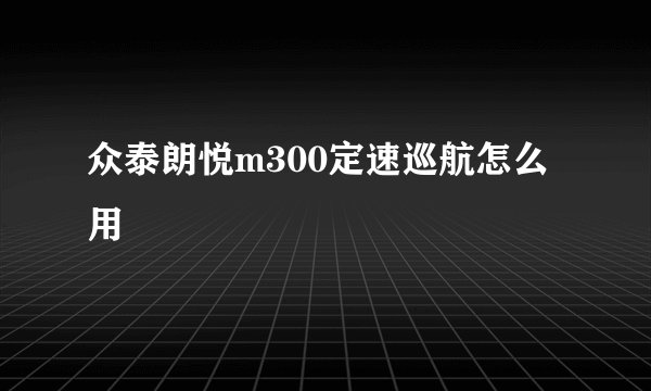 众泰朗悦m300定速巡航怎么用