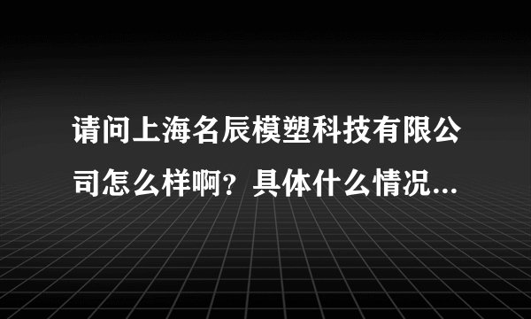 请问上海名辰模塑科技有限公司怎么样啊？具体什么情况????