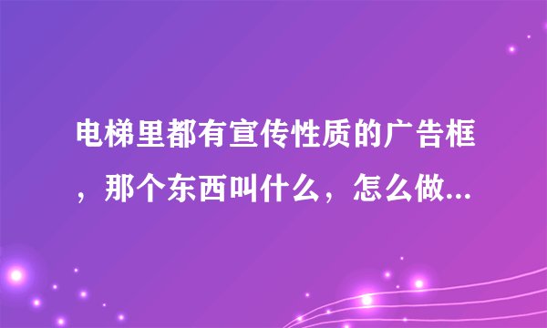 电梯里都有宣传性质的广告框，那个东西叫什么，怎么做的，大概多少钱，想换成自己选的图片可以嘛