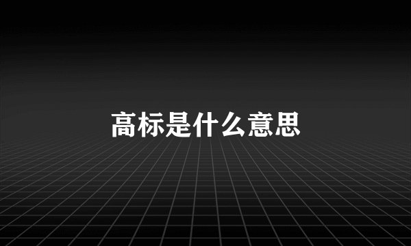 高标是什么意思