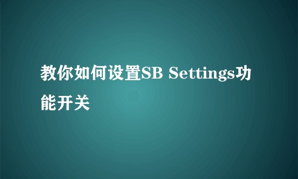 教你如何设置SB Settings功能开关