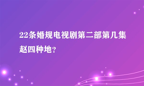 22条婚规电视剧第二部第几集赵四种地？