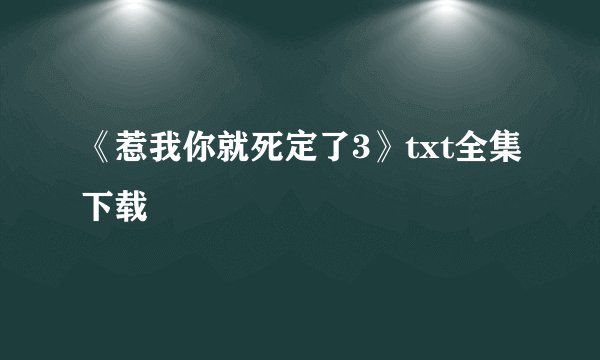 《惹我你就死定了3》txt全集下载