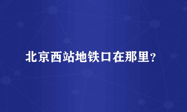 北京西站地铁口在那里？