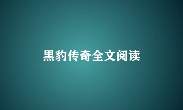 黑豹传奇全文阅读